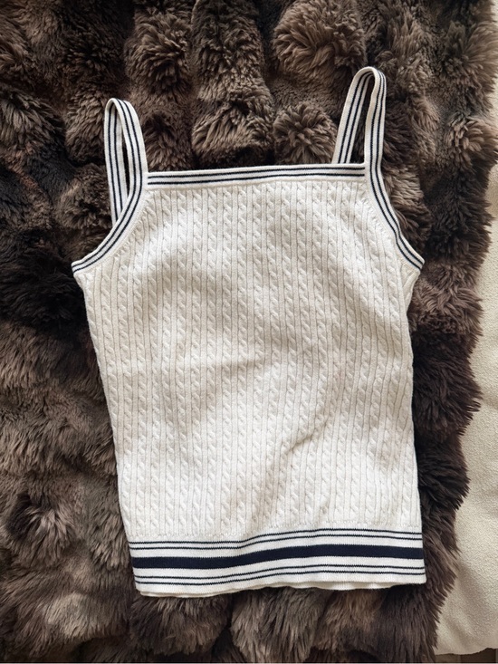 Ralph Lauren Tops - Ralph Lauren White Cotton Cable-Knit Tank Top